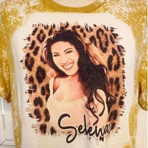 Selena Leopard Bleach Dye Handmade Graphic Tee